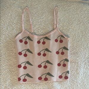 Cherry print knit crop top